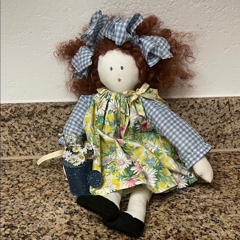 Annie's Floral Doll with Blue and Yellow Accents